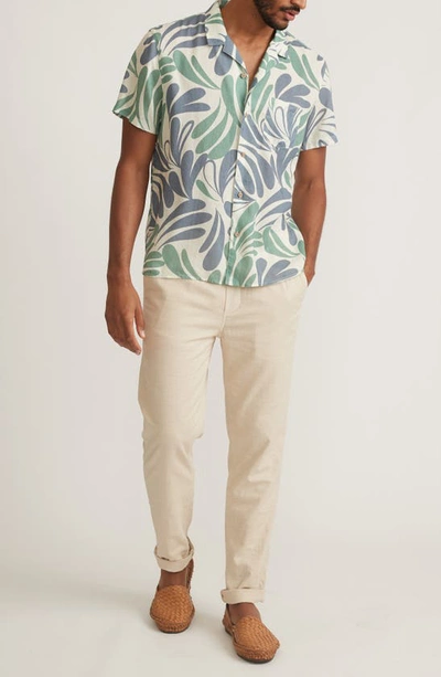 Shop Marine Layer Resort Linen Blend Camp Shirt In Cool Abstract Floral