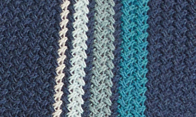 Shop Marine Layer Conrad Stripe Johnny Collar Polo Sweater In Navy Blue Stripe