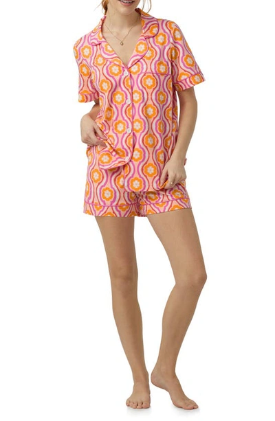 Shop Bedhead Pajamas Print Stretch Organic Cotton Jersey Short Pajamas In Flower Swirl