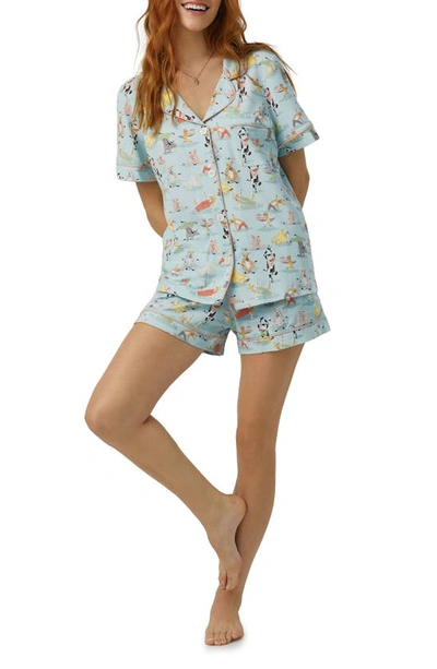 Shop Bedhead Pajamas Print Stretch Organic Cotton Jersey Short Pajamas In Barnyard Retreat