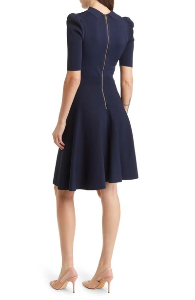 Shop Ted Baker Hillder Pointelle Bodice Fit & Flare Dress In Navy