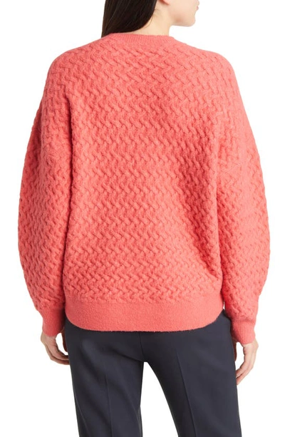 Shop Ted Baker Morlea Cable Crewneck Sweater In Coral