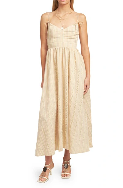 Shop En Saison Brubeck Stripe Midi Dress In Peach Taupe