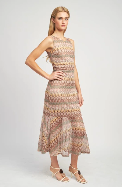 En Saison Joanne Midi Dress In Sage Multi