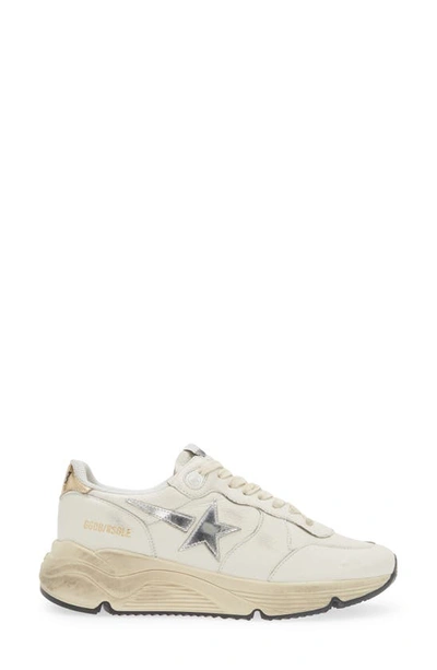 Shop Golden Goose Running Sole Sneaker In White/ Silver