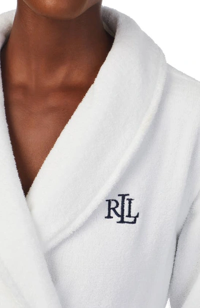 Shop Lauren Ralph Lauren Monogram Tie Waist Terry Robe In White