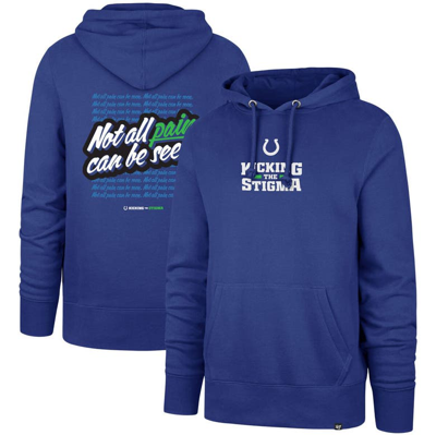 Shop 47 ' Royal Indianapolis Colts Not All Pain Can Be Seen Kicking The Stigma Pullover Hoodie
