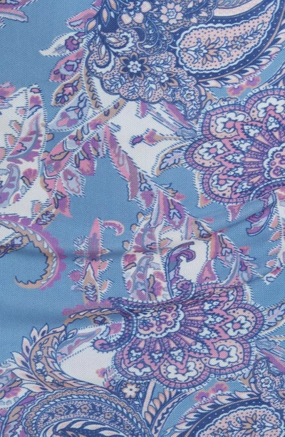 Shop Vince Camuto Print Asymmetric Neck Long Sleeve Mesh Dress In Blue