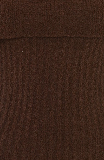 House Of Cb Saffron Rib Off The Shoulder Crop Sweater In Chocolate Brown