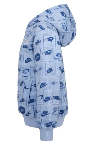 Shop Nike Kids' Logo Print Fleece Hoodie In Light Armory Blue