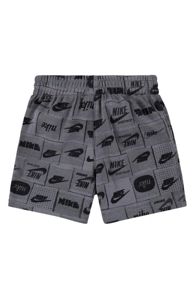Shop Nike Kids' Logo Print Athletic Shorts In Smoke Grey