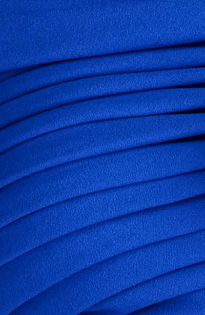 Shop Tadashi Shoji Bow Pleated Crepe Dress In Mystic Blue