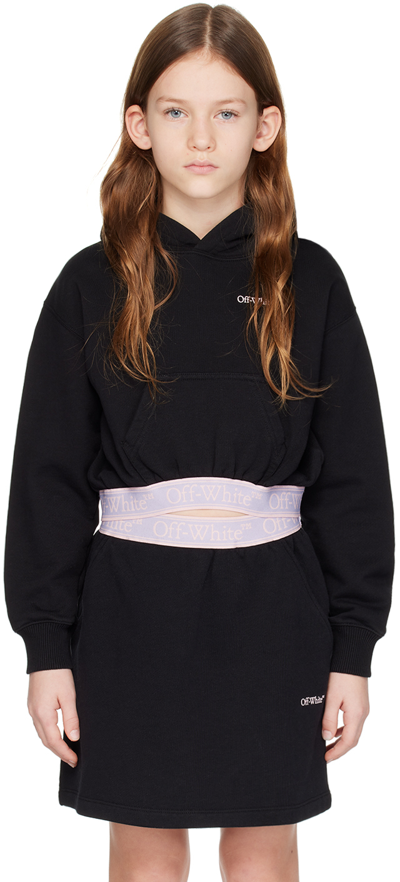 Shop Off-white Kids Black Bookish Hoodie In Black Lilac