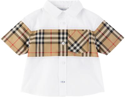 Shop Burberry Baby White Check Shirt