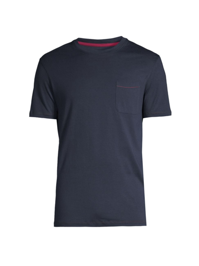 Shop Isaia Men's Linen & Cotton Crewneck T-shirt In Navy