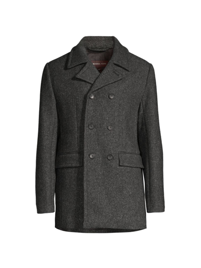 Shop Michael Kors Men's Donegal Overcoat In Black