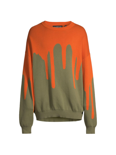 Shop Mostly Heard Rarely Seen 8-bit Men's Drip Oversized Sweater In Orange Green