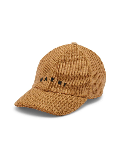 Shop Marni Men's Logo-embroidered Baseball Cap In Caramel
