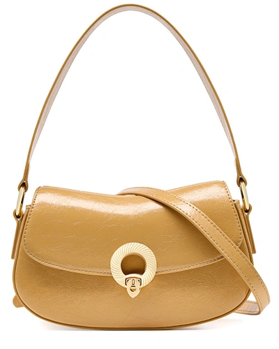 Shop Adele Berto Leather Shoulder Bag In Beige