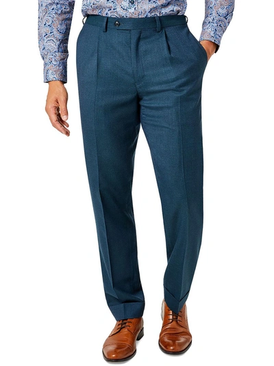 Shop Tallia Mens Wool Blend Classic Fit Dress Pants In Blue