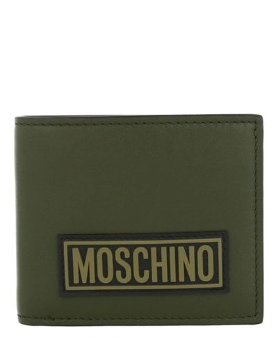Shop Moschino Logo Bi-fold Wallet In Green