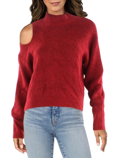 Shop Dkny Womens Knit Cut-out Mock Turtleneck Sweater In Red