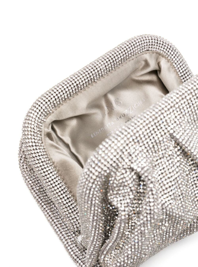 Shop Benedetta Bruzziches Venus La Petite Silver Clutch Bag In Fabric With Allover Crystals Woman In Metallic