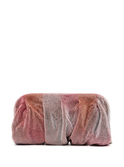 Shop Benedetta Bruzziches Venus La Grande Pink Clutch Bag In Fabric With Allover Crystals Woman