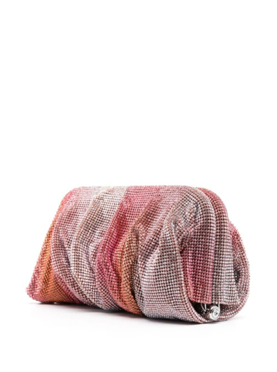 Shop Benedetta Bruzziches Venus La Grande Pink Clutch Bag In Fabric With Allover Crystals Woman