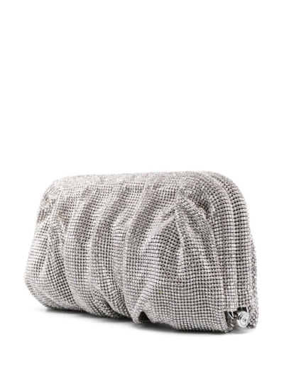 Shop Benedetta Bruzziches Venus La Grande Silver Clutch Bag In Fabric With Allover Crystals Woman In Metallic