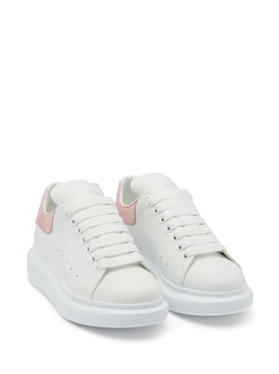Shop Alexander Mcqueen White Low Top Sneakers With Oversized Platform In Leather Woman In Pink