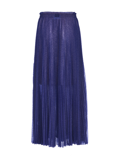 Shop Forte Forte Pleated Lace Skirt In Pliss Blue