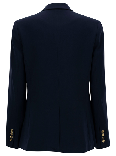 Shop Michael Michael Kors Blue Single-breasted Jacket With Golden Buttons In Tech Fabric Woman