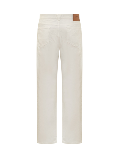 Shop Versace Denim Trouser In Bianco