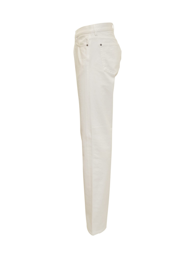 Shop Versace Denim Trouser In Bianco