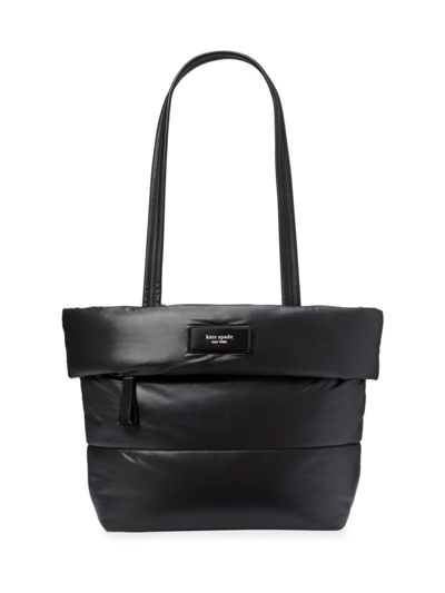 Shop Kate Spade Women's Puffed Puffy Small Tote Bag In Black