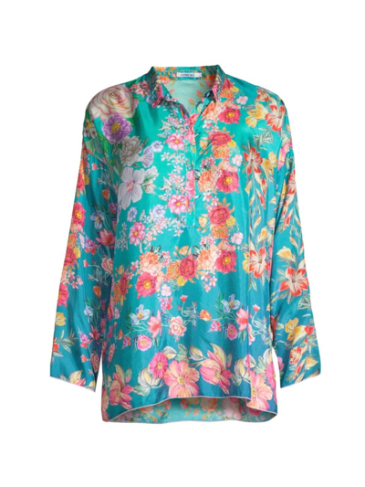 Shop Johnny Was Women's Neutra Mara Silk Floral Blouse In Neutral
