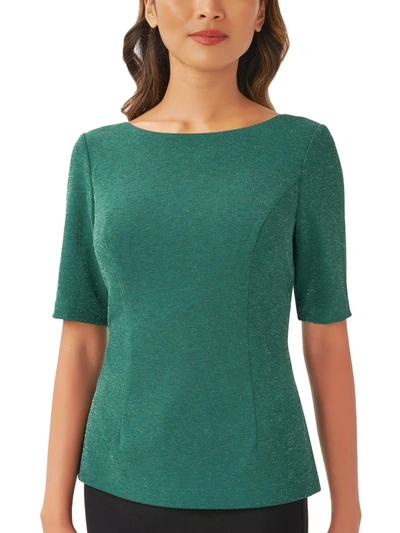 Shop Adrianna Papell Womens Cowl Back Metallic Blouse In Green