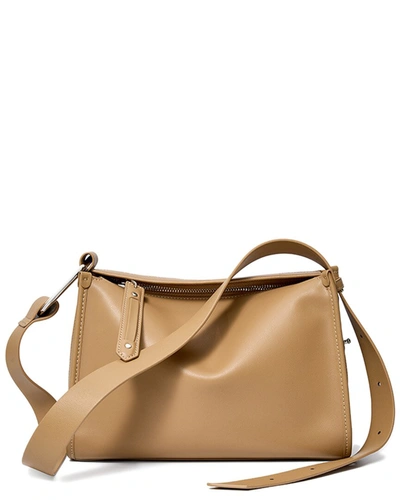 Shop Adele Berto Leather Shoulder Bag In Beige