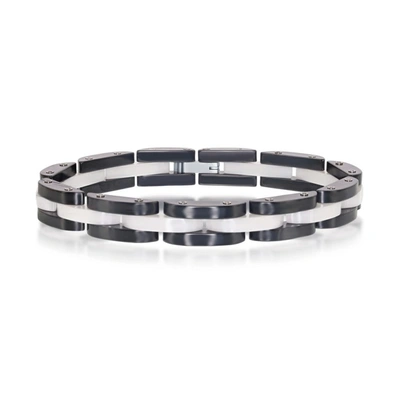Shop Metallo Stainless Steel Black And White Link Bracelet