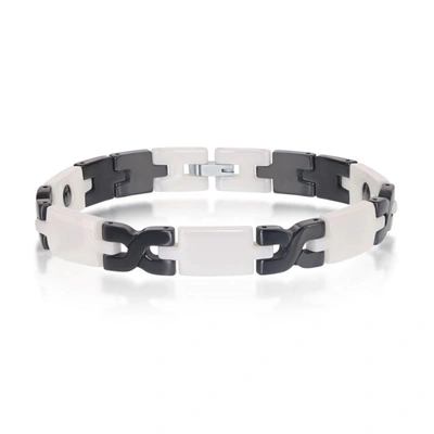 Shop Metallo Stainless Steel Black White And Gray Link Bracelet