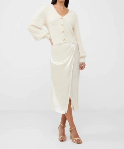 Shop French Connection Inu Satin Wrap Midi Skirt In Cream In White