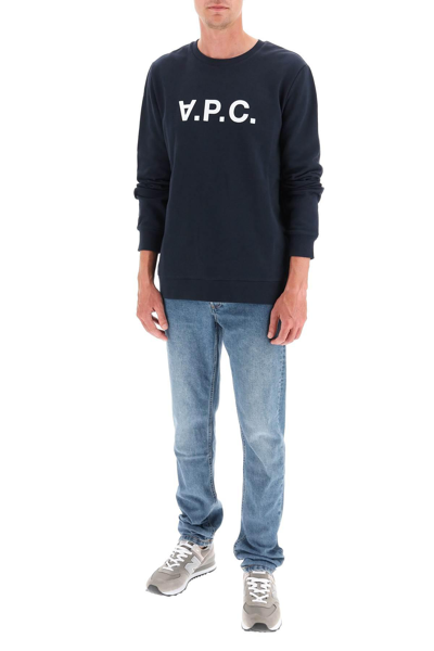 Shop Apc Flock V.p.c. Logo Sweatshirt In Blue