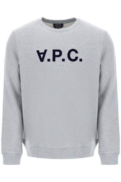 Shop Apc Flock V.p.c. Logo Sweatshirt In Grey