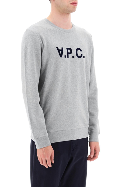 Shop Apc Flock V.p.c. Logo Sweatshirt In Grey