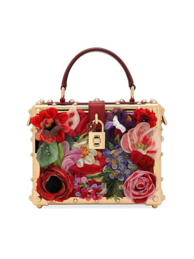 Shop Dolce & Gabbana Women's Floral Appliqué Top-handle Box Bag In Neutral