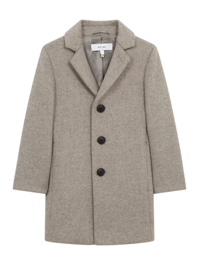 Shop Reiss Little Boy's & Boy's Gable Woll-blend Overcoat In Oatmeal