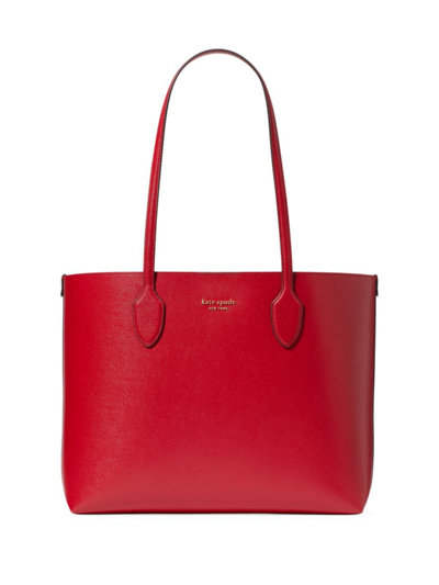 Shop Kate Spade Women's Bleecker Stencil Hearts Leather Tote Bag In Perfect Cherry