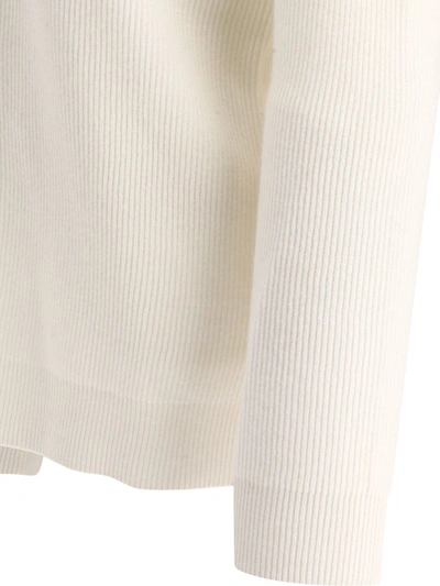 Shop Brunello Cucinelli Cashmere English Rib Sweater With Monili In White