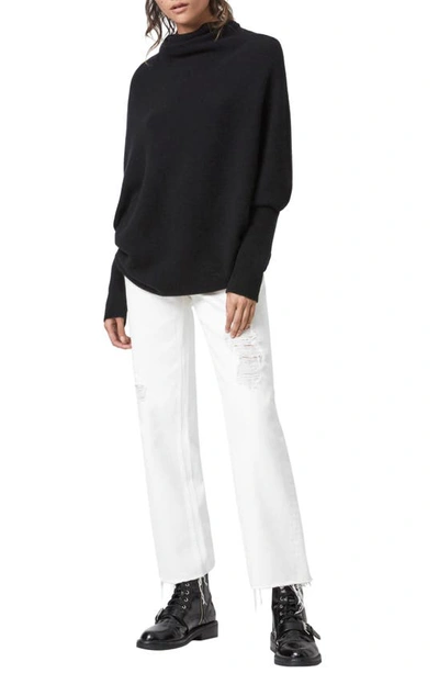 Shop Allsaints Ridley Funnel Neck Wool & Cashmere Sweater In Black